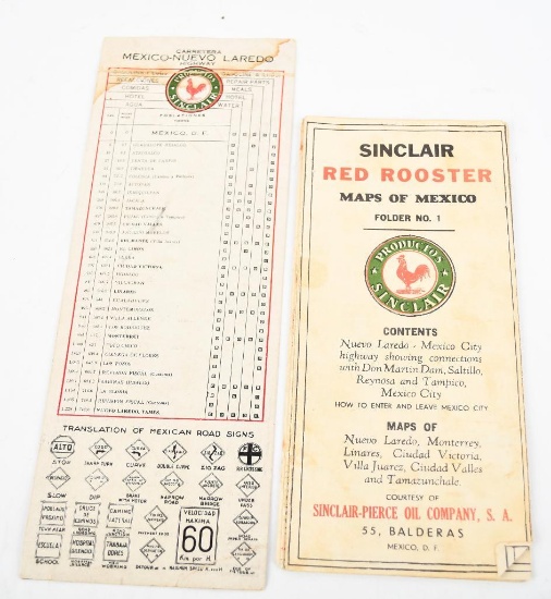1930's Sinclair Red Rooster Maps of Mexico & more