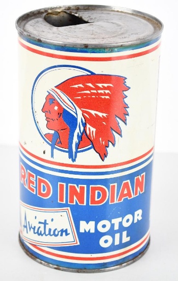Red Indian Aviation Motor Oil Quart Can