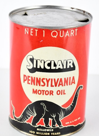 SInclair Pennsylvania Motor Oil Quart Can w/Black Dino Logo