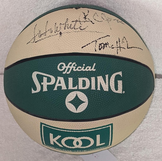 Boston Celtics Basketball Autographed by HALL OF FAMERS Frank Ramsey, joJo White, KC Jones & MORE