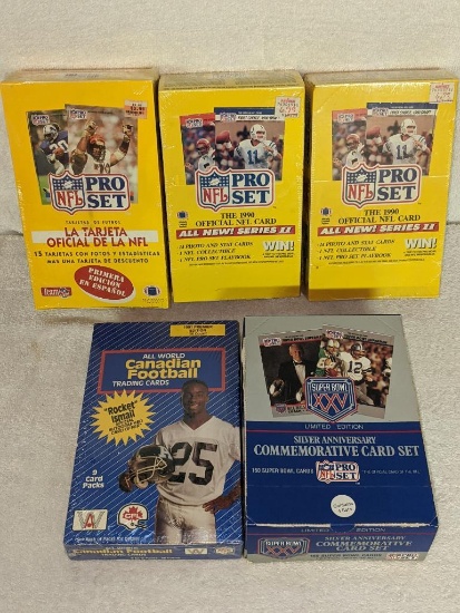 Lof of 5 Unopened Boxes of NFL Football Cards 1990 & 1991