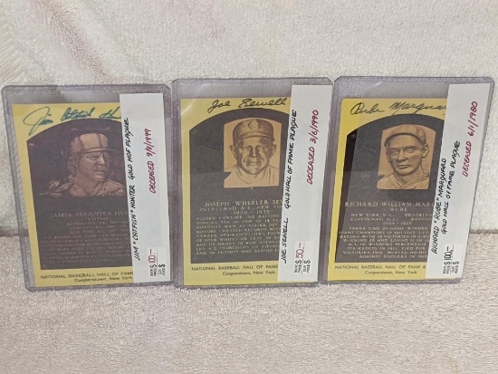 Lof of 3 HOF Hall of Fame Gold Plaque Postcards AUTOGRAPHED
