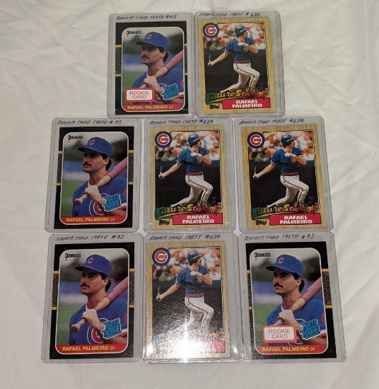 Lot of 8 Rafael Palmeiro Rookie Baseball Cards