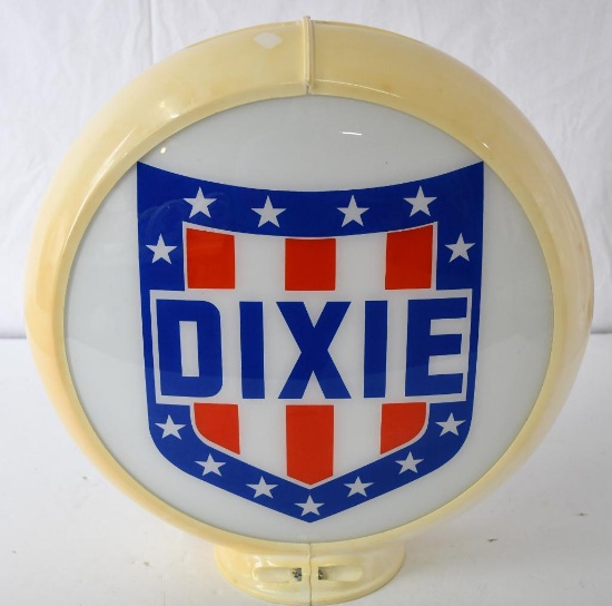 Dixie (gas) w/stars & stripes logo 13.5"D. Globe lenses