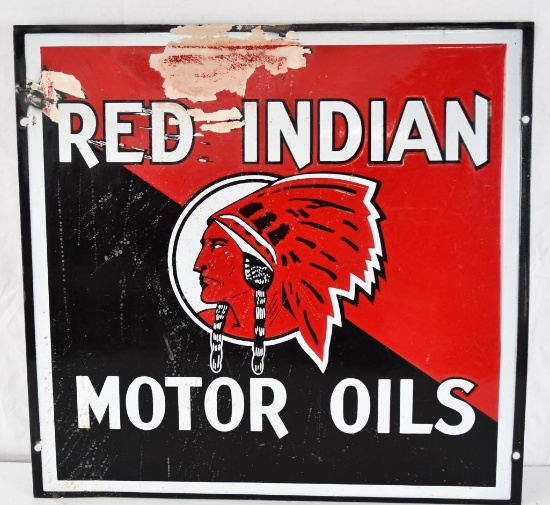 Red Indian Motor Oil Porcelain Sign (TAC)