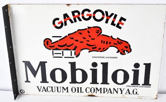 Mobiloil Gargoyle Vacuum Oil Company A.G. Porcelain Flange Sign (TAC)