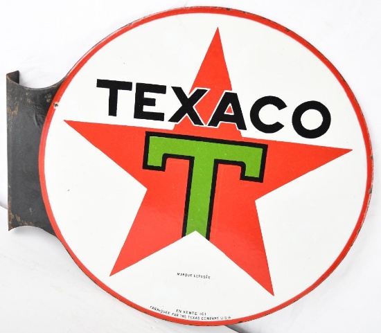 Texaco (black-T) Star Logo Porcelain Flange Sign (TAC)