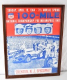 1964 USAC 100-Mile Pre-Indy Race Trenton, N.J. Speedway Poster