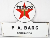 Texaco (white-T) Distributor Truck Door Porcelain Sign (TAC)