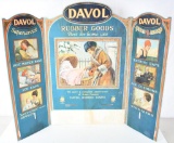 Davol Rubber Goods Cardboard Tri-Fold Display Sign