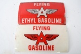 2-Ad Glasses for National #62 Gas Pump Flying A