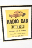 Radio Cab Cardboard Sign