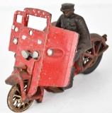 Hubley Cast Iron Armored Motorcycle w/Sidecar
