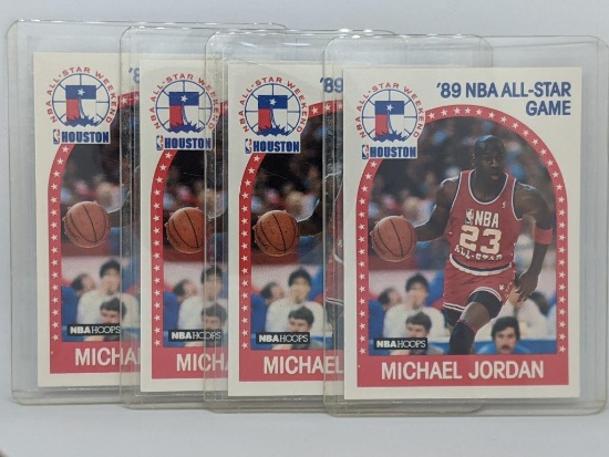 Lot of 4 1990 NBA Hoops Michael Jordan Basketball Cards ALL NrMint