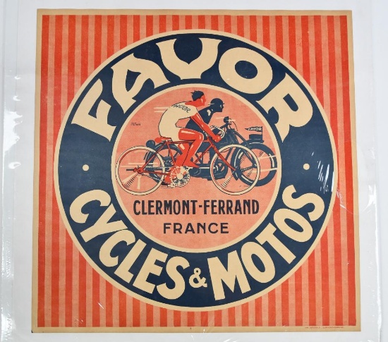 1930's Favor Cycles & Motos Art Deco Poster