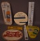 Box lot of Miscellaneous Thermometers and small Signs