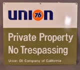Union 76 Private Property No Trespassing Porcelain Sign