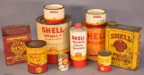 Box Lot of Shell Cans and Ticket Box