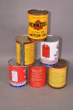 6-Different Quart Motor Oil Cans
