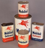 5-Different Mobiloil Cans