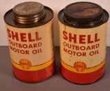 2-Shell Outboard Motor Oil Quart Cans