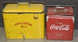 Royal Crown & Coca-Cola Metal Carrying Coolers