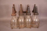 8-Generic Oil Bottles in Wire Rack