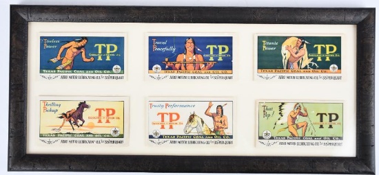 Lot of 6 Rare Framed TP Texas Pasific Coal & Oil Co. Ink Blotters