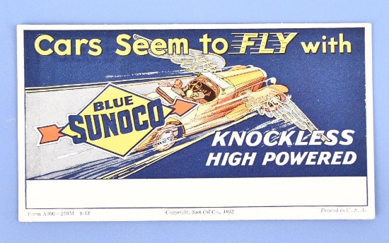 Blue Sunoco Oil Advertising Ink Blotter