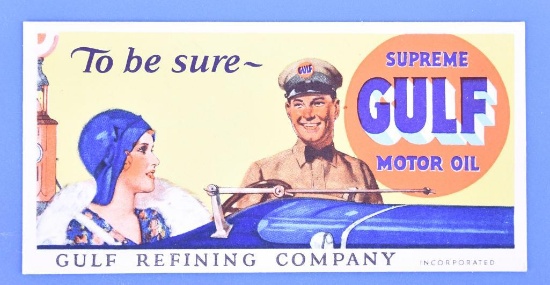 Supreme Gulf Motor Oil Gulf Refining Company Incorporated Advertising Ink Blotter