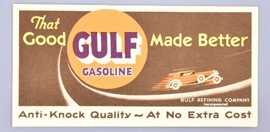 Gulf Gasoline Gulf Refining Company Incorporated Advertising Ink Blotter