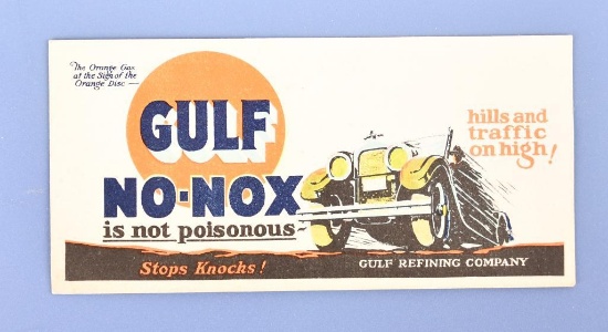 Gulf No-Nox Gulf Refining Company Incorporated Advertising Ink Blotter