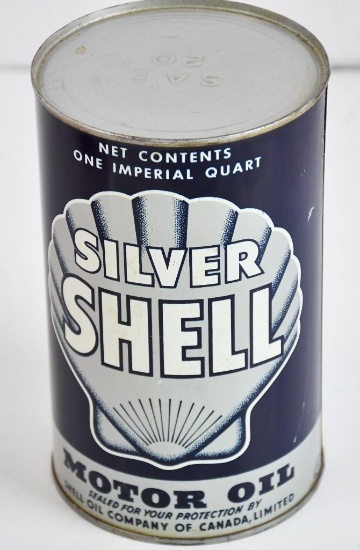 Silver Shell Motor Oil Imperial Metal Quart Can