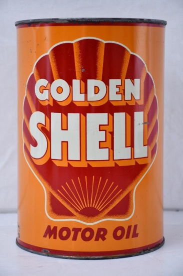 Golden Shell Motor Oil Five Quart Metal Can