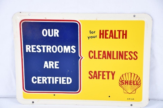 Shell (shark tooth) Our Restrooms are Certified Metal Sign