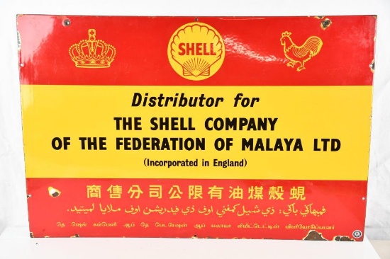Shell Distributor for Federation of Malaya LTD Porcelain Sign