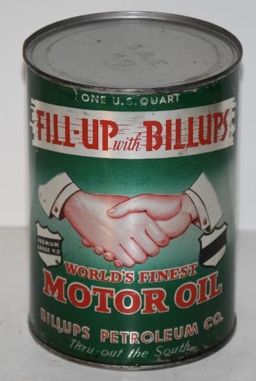 Billups World's Finest Motor Oil Quart Metal Can