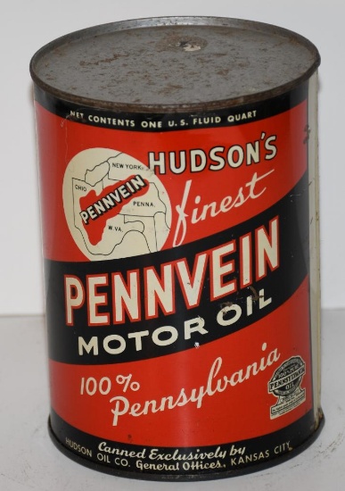 Hudson Pennveiw Motor Oil Quart Metal Can