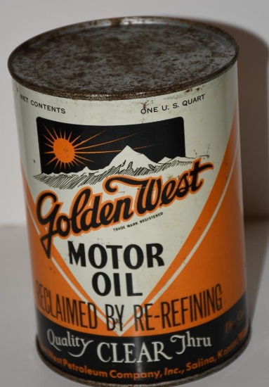 Golden West Motor Oil Quart Metal Can