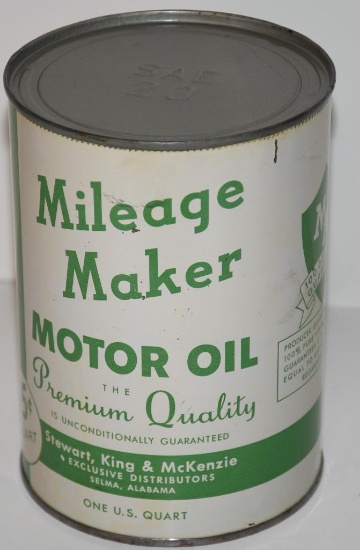 Mileage Maker Motor Oil Quart Metal Can