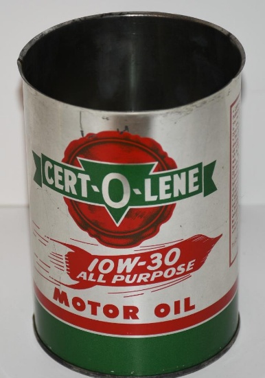 Cert-O-Lenn Motor Oil w/Rocket Logo Quart Metal Can