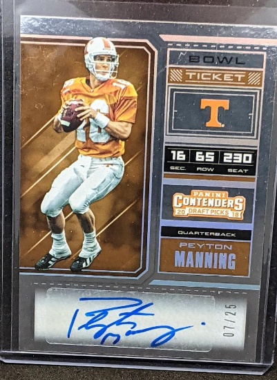 2018 Panini Contenders Peyton Manning Autographed Football Card Numbered 7/25