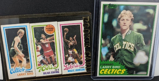 1980 & 1981 Larry Bird w/ Larry Bird Magic Johnson Julius Erving Rookie Card & 2nd Year