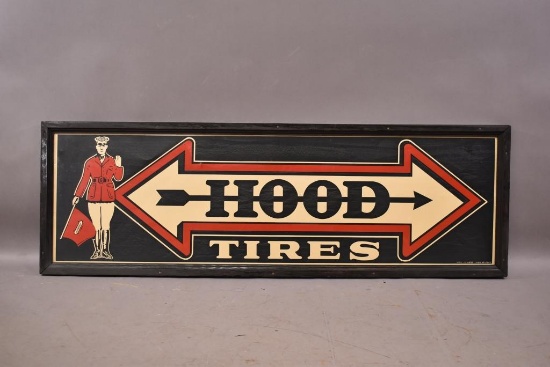 Hood Tires w/ Flag Man Metal Sign (TAC)