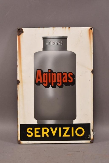 Agipgas Servizio w/ Logo Porcelain Sign
