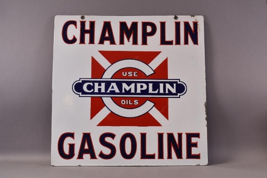 Champlin Gasoline w/ Logo Porcelain Sign (TAC)