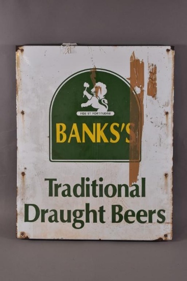 Banks Traditional Beer w/ Logo Porcelain Sign
