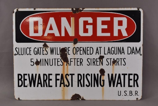 Danger "Beware Fast Rising Water" Porcelain Sign