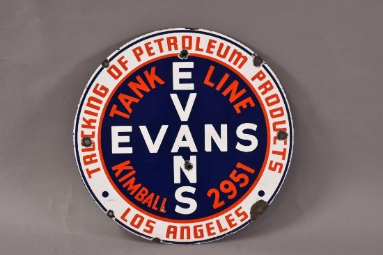 Evans Tank Lines LA Porcelain SIgn