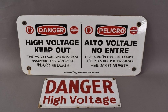 2-Danger High Voltage Porcelain Signs